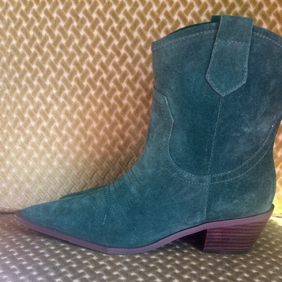 Intentionally Blank Kari Forest Suede Stitch Cushion Western Pull On Ankle Boots - Picture 4 of 16